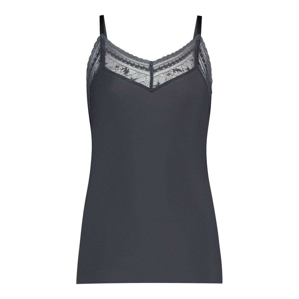 Secrets Dames Spaghetti Top Met Kant Anthracite